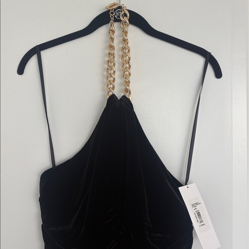 ClassicVeronica Beard Black Velvet Halter Dress
